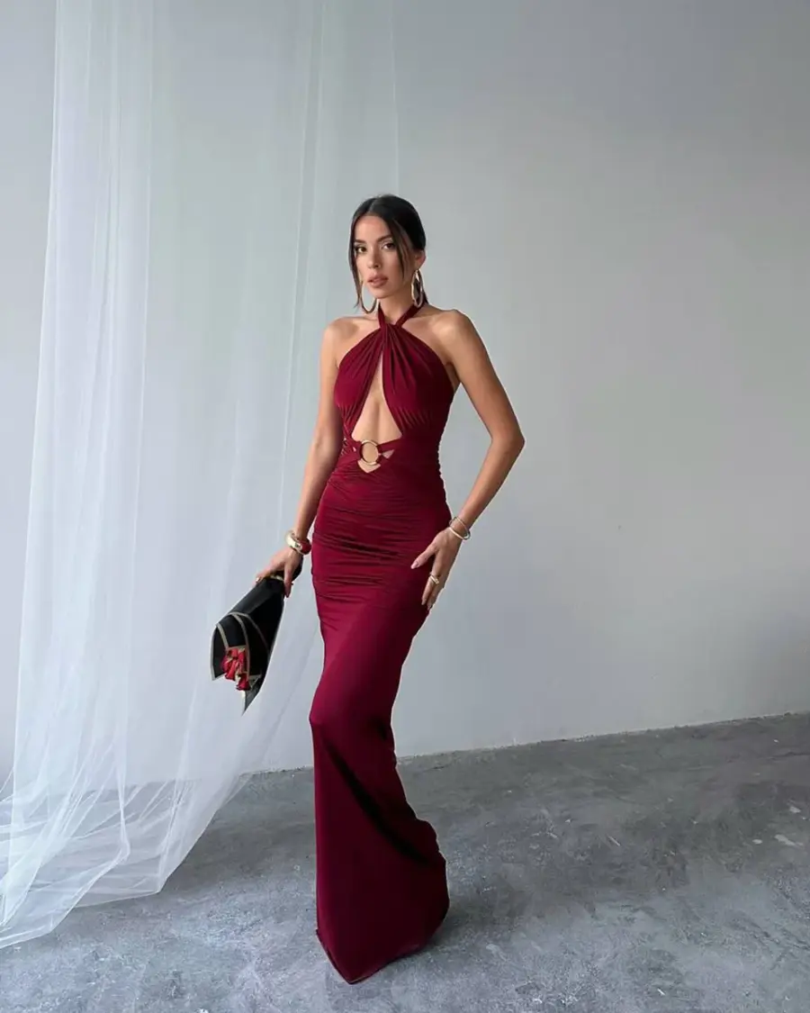 Maxi haljina Henras - bordo - Slika 1