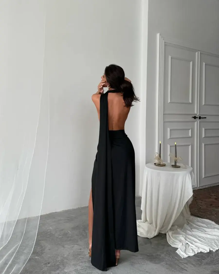 Midi haljina za plažu Zahra - crna - Slika 3