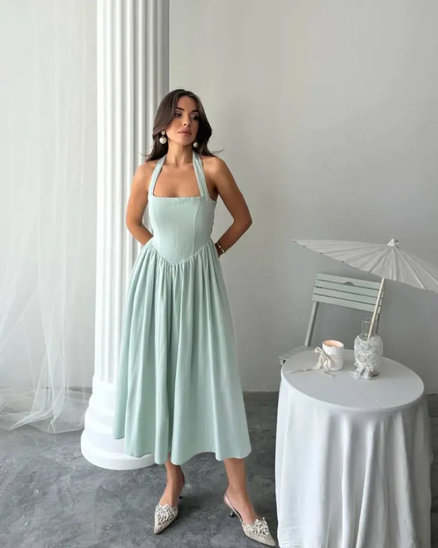 Midi haljina Nora - mint - Slika 4