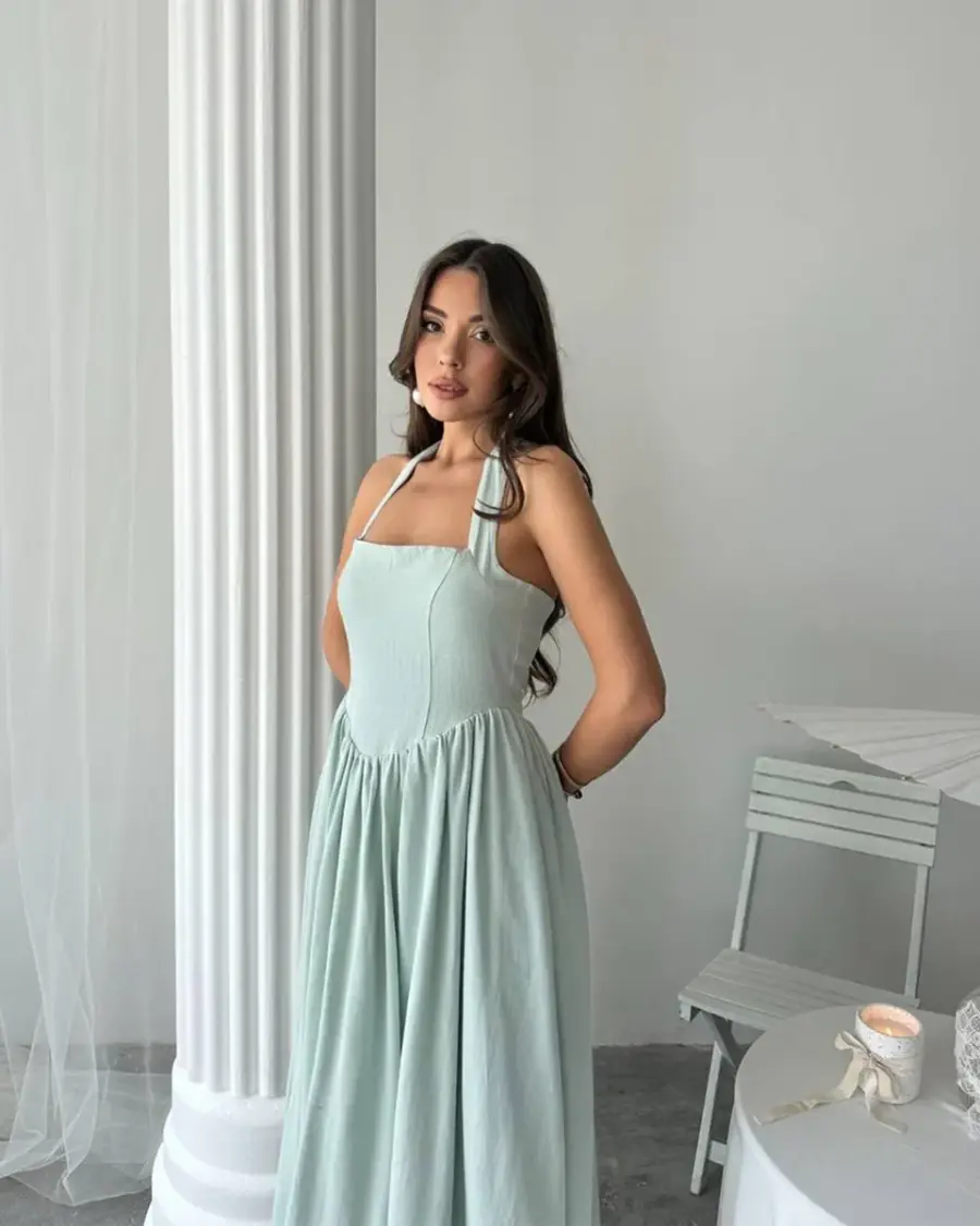 Midi haljina Nora - mint - Slika 3