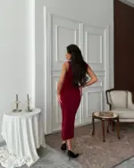 Midi haljina Darien - bordo - Slika 2