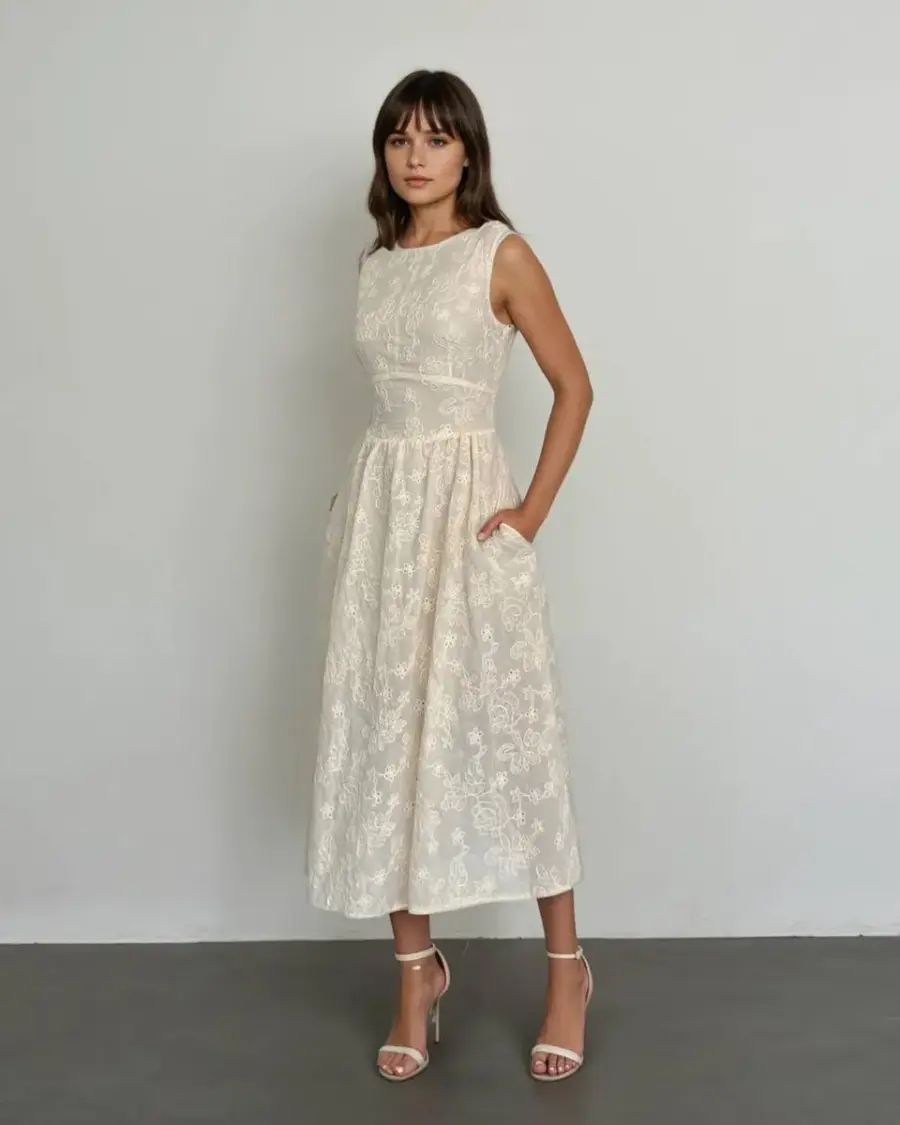 Midi haljina Monroe - cream - Slika 5