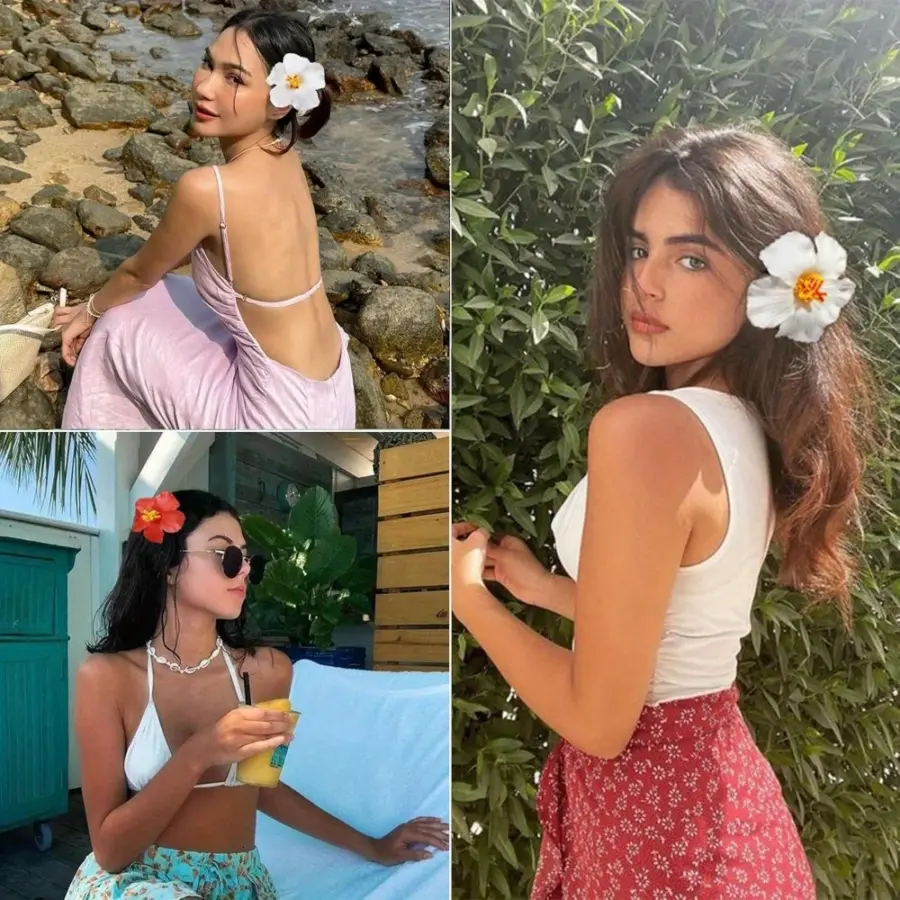 Šnala-ukras za kosu Hibiskus - pink - Slika 2