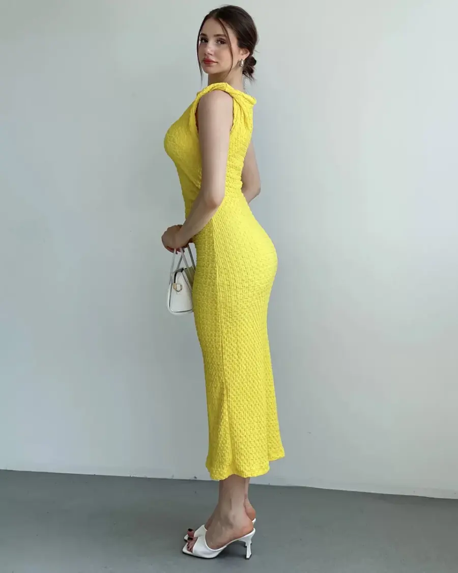 Midi haljina Niki - žuta - Slika 4