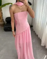 Maxi haljina Maliyah - roza - Slika 2