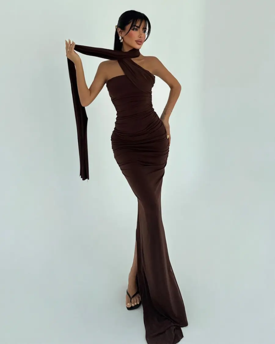 Maxi haljina Tia - smeđa - Slika 3