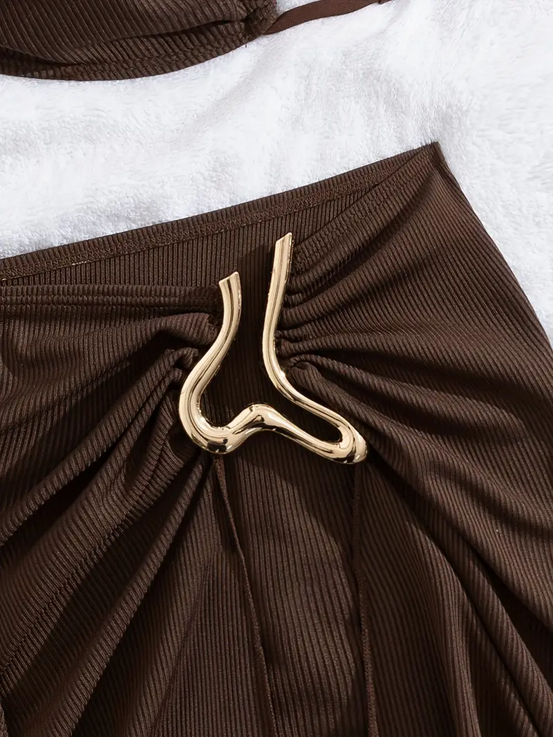 Trodjelni kupaći kostim Clara - smeđi - Slika 2