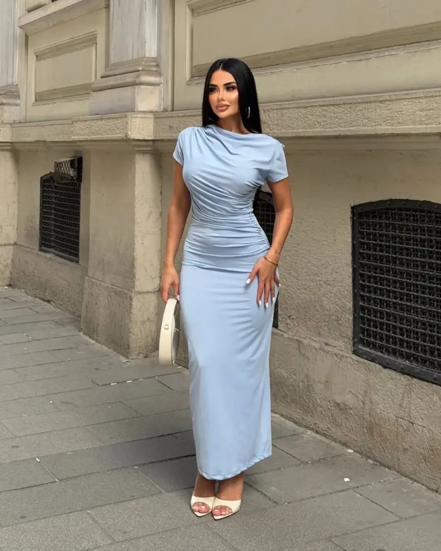 Midi haljina Olwen - plava - Slika 3