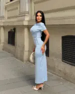 Midi haljina Olwen - plava - Slika 4