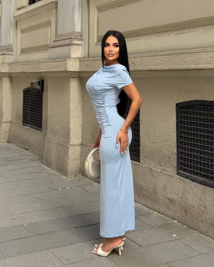 Midi haljina Olwen - plava - Slika 4