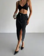 Midi suknja Jaden - crna - Slika 3