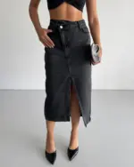 Midi suknja Jaden - crna - Slika 2