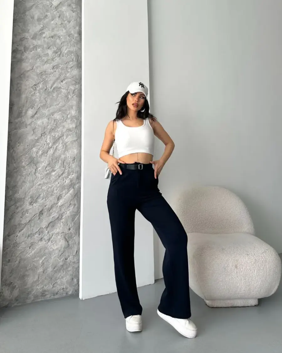 Palazzo hlače Heidi - tamnoplave - Slika 3