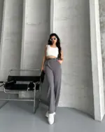 Palazzo hlače Heidi - tamnosive - Slika 2