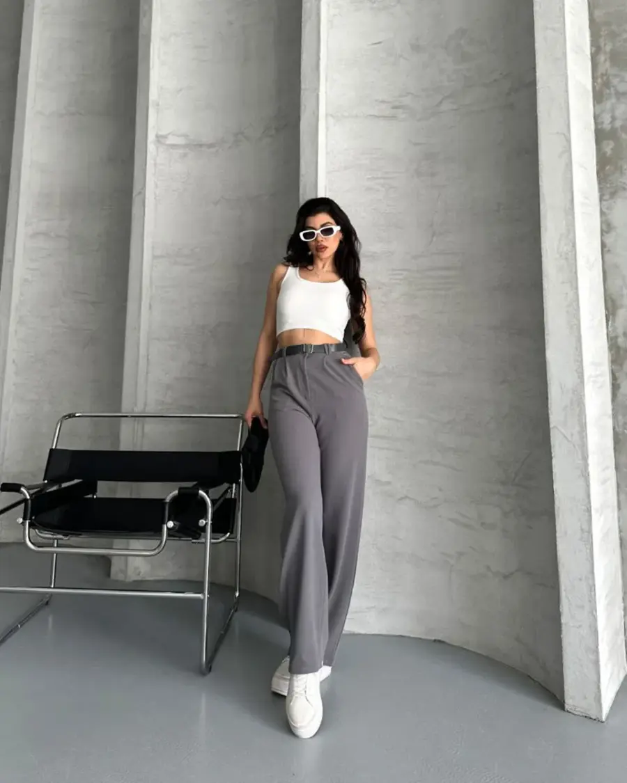 Palazzo hlače Heidi - tamnosive - Slika 2