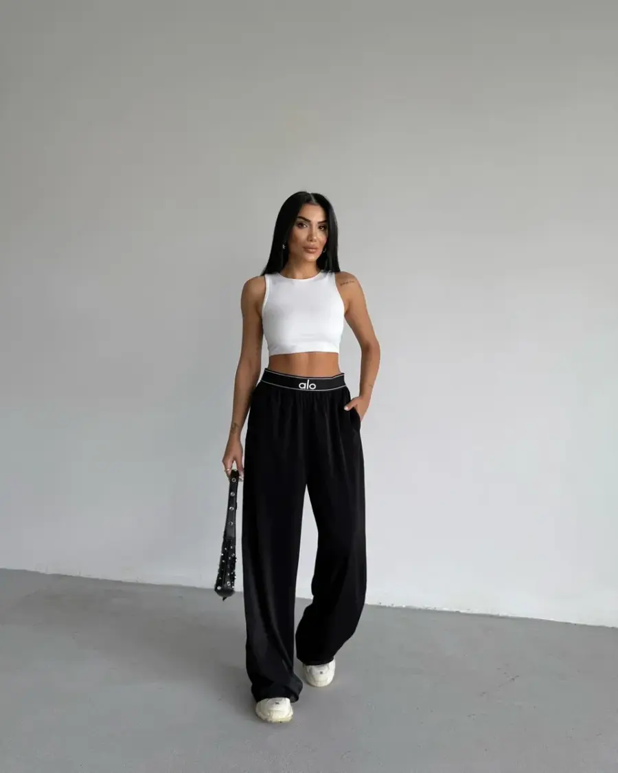 Tanke hlače-šalvare Alo - crne - Slika 2