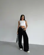 Tanke hlače-šalvare Alo - crne - Slika 3