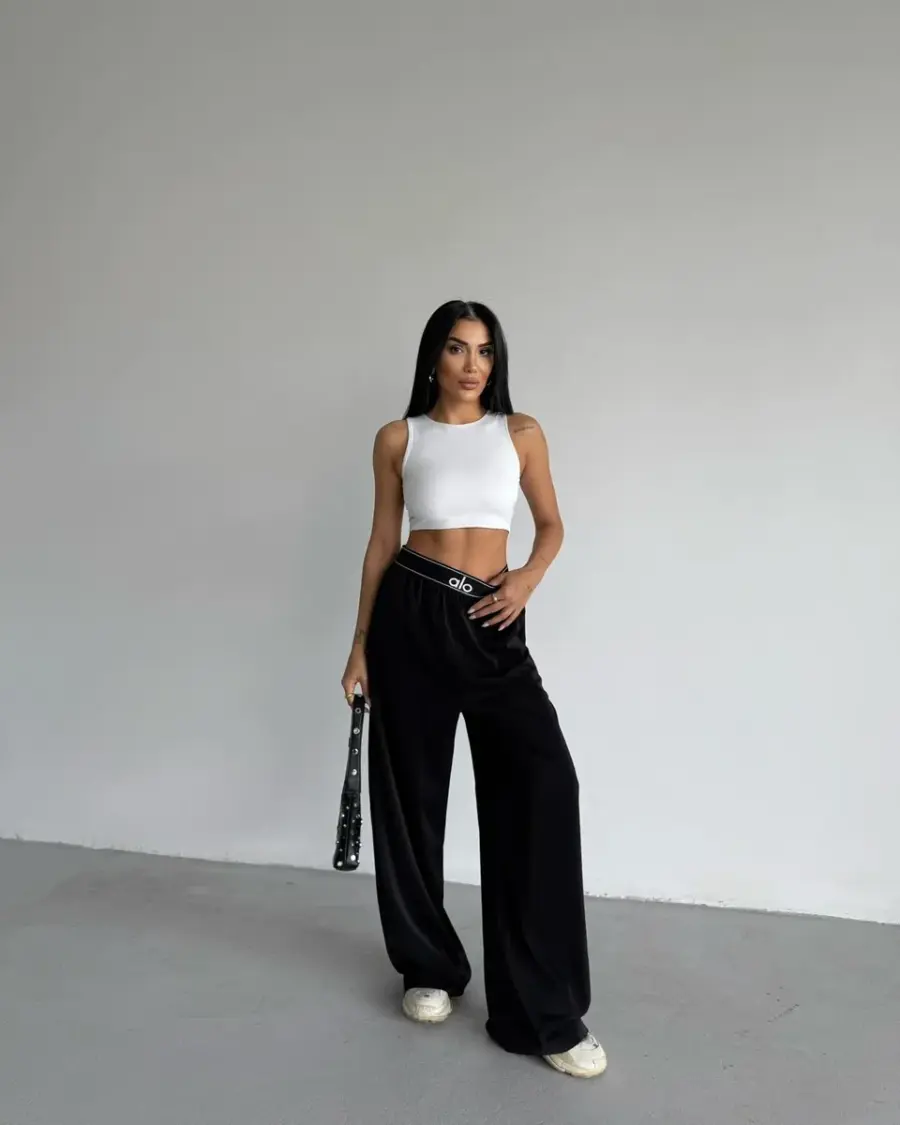 Tanke hlače-šalvare Alo - crne - Slika 3