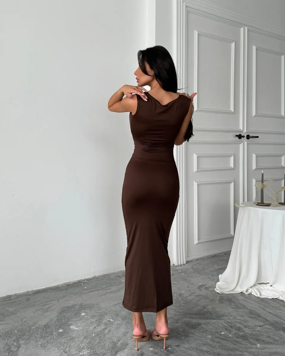 Midi haljina Alfreda - smeđa - Slika 2