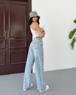 Farmerice široka nogavica Hollis - svijetli teksas - Slika 4