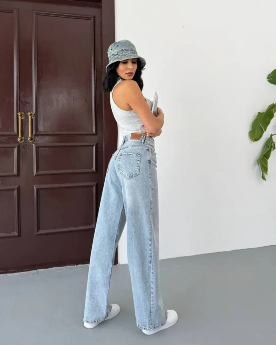 Farmerice široka nogavica Hollis - svijetli teksas - Slika 4