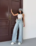 Farmerice široka nogavica Hollis - svijetli teksas - Slika 3