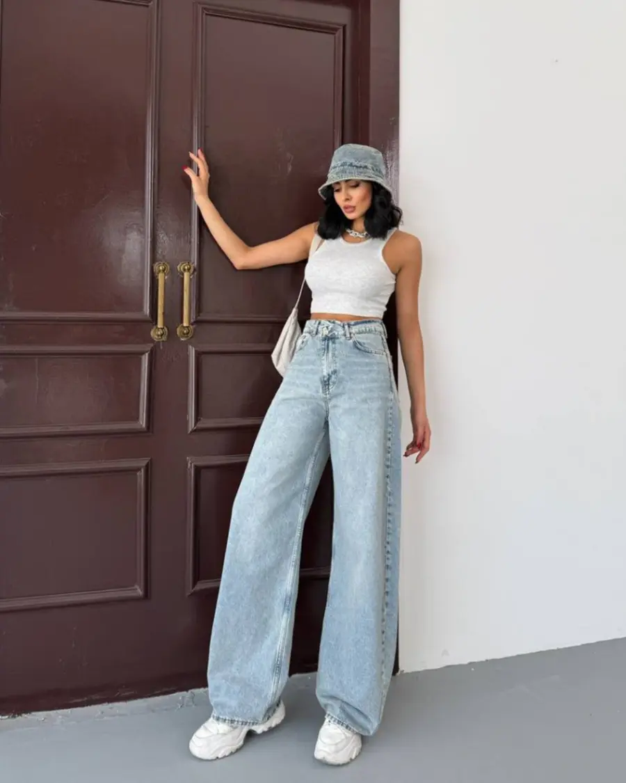 Farmerice široka nogavica Hollis - svijetli teksas - Slika 3