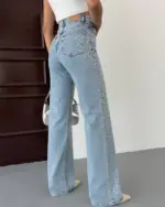 Farmerice široka nogavica Ashby - svijetli teksas - Slika 4