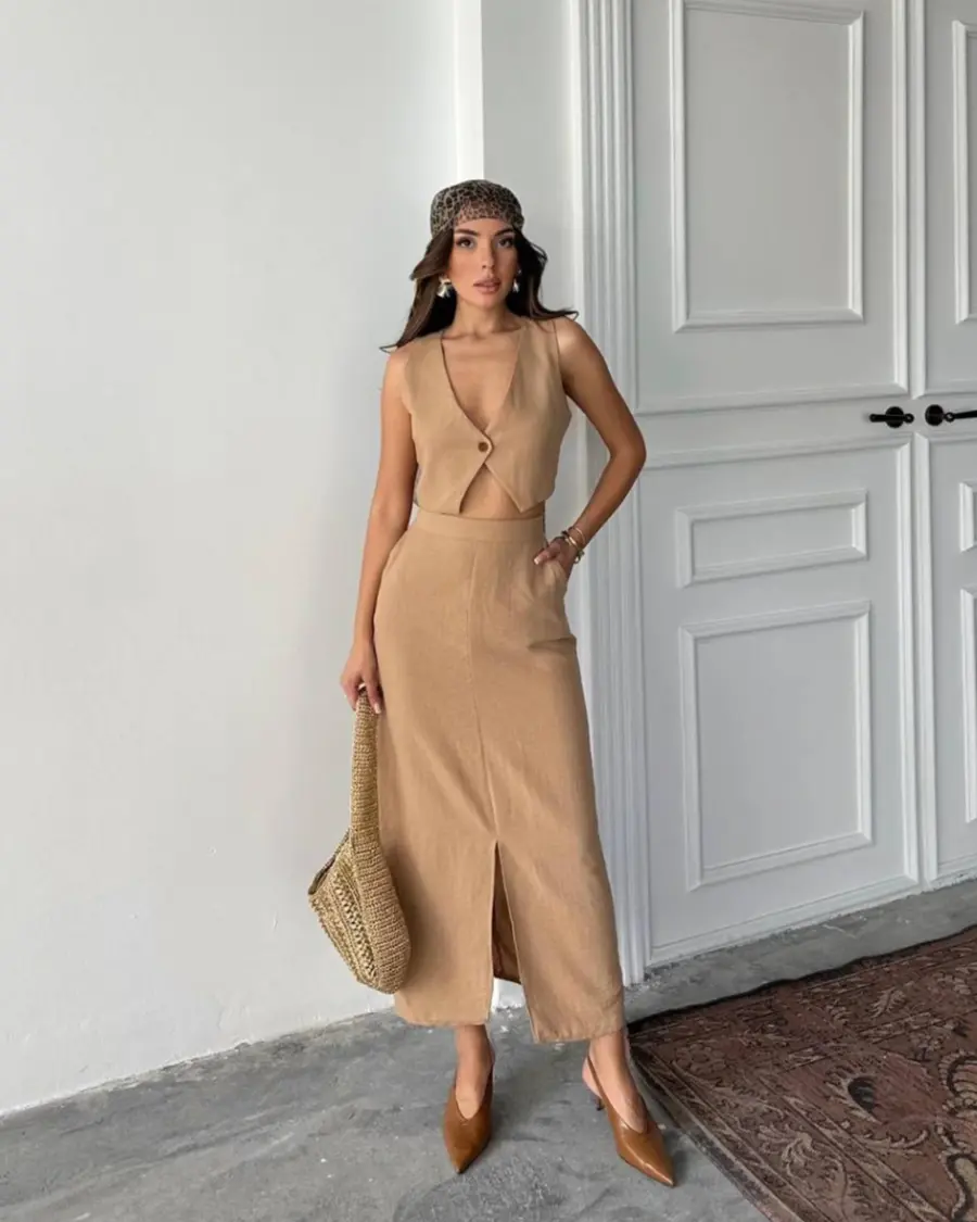 Dvodjelni set Amber - camel - Slika 2