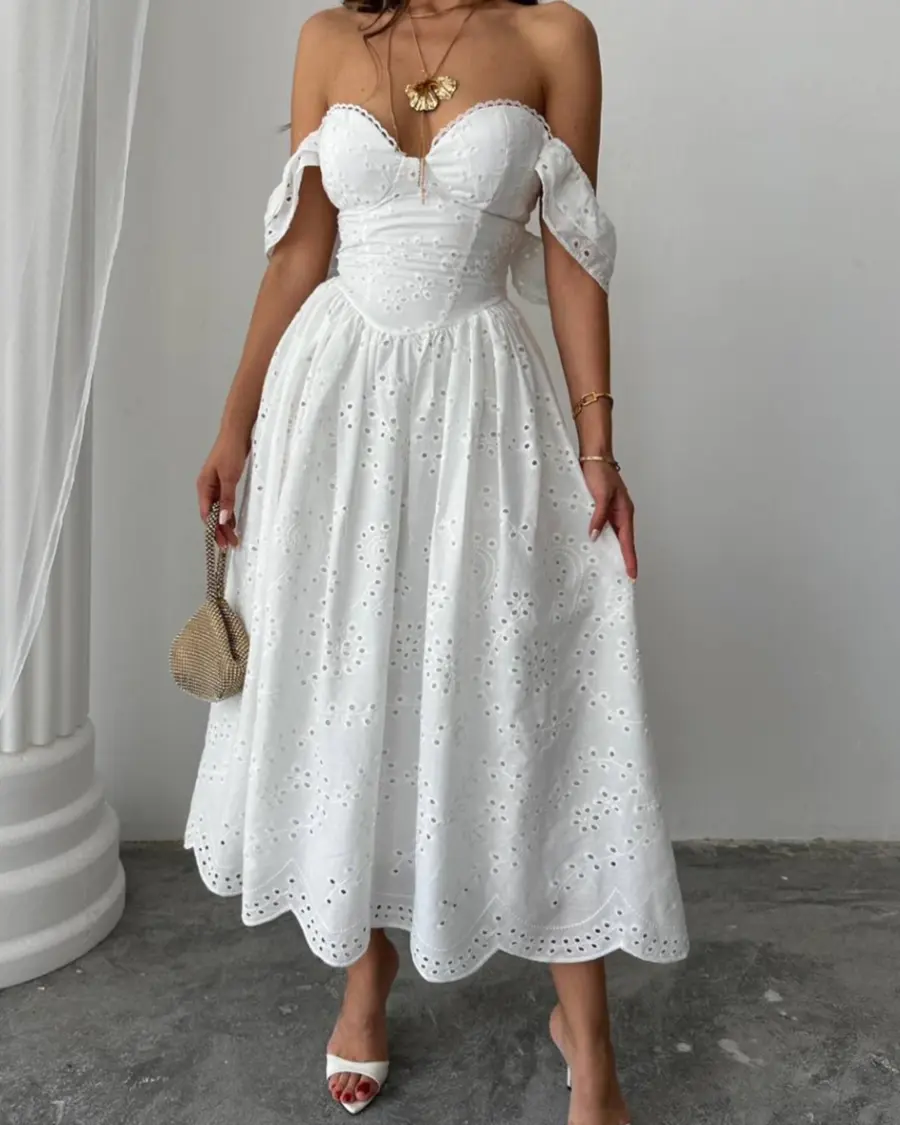 Midi haljina Begonia - bijela - Slika 2