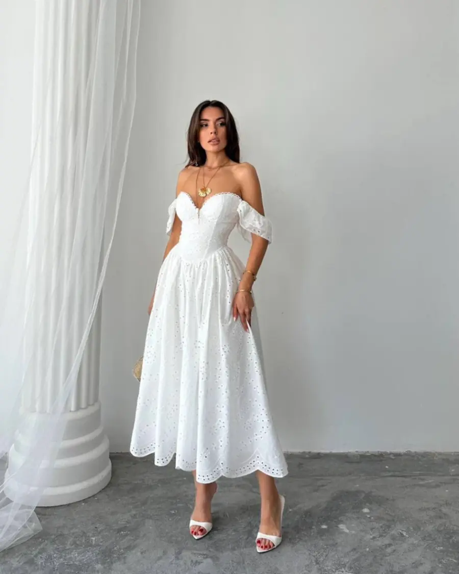 Midi haljina Begonia - bijela - Slika 3