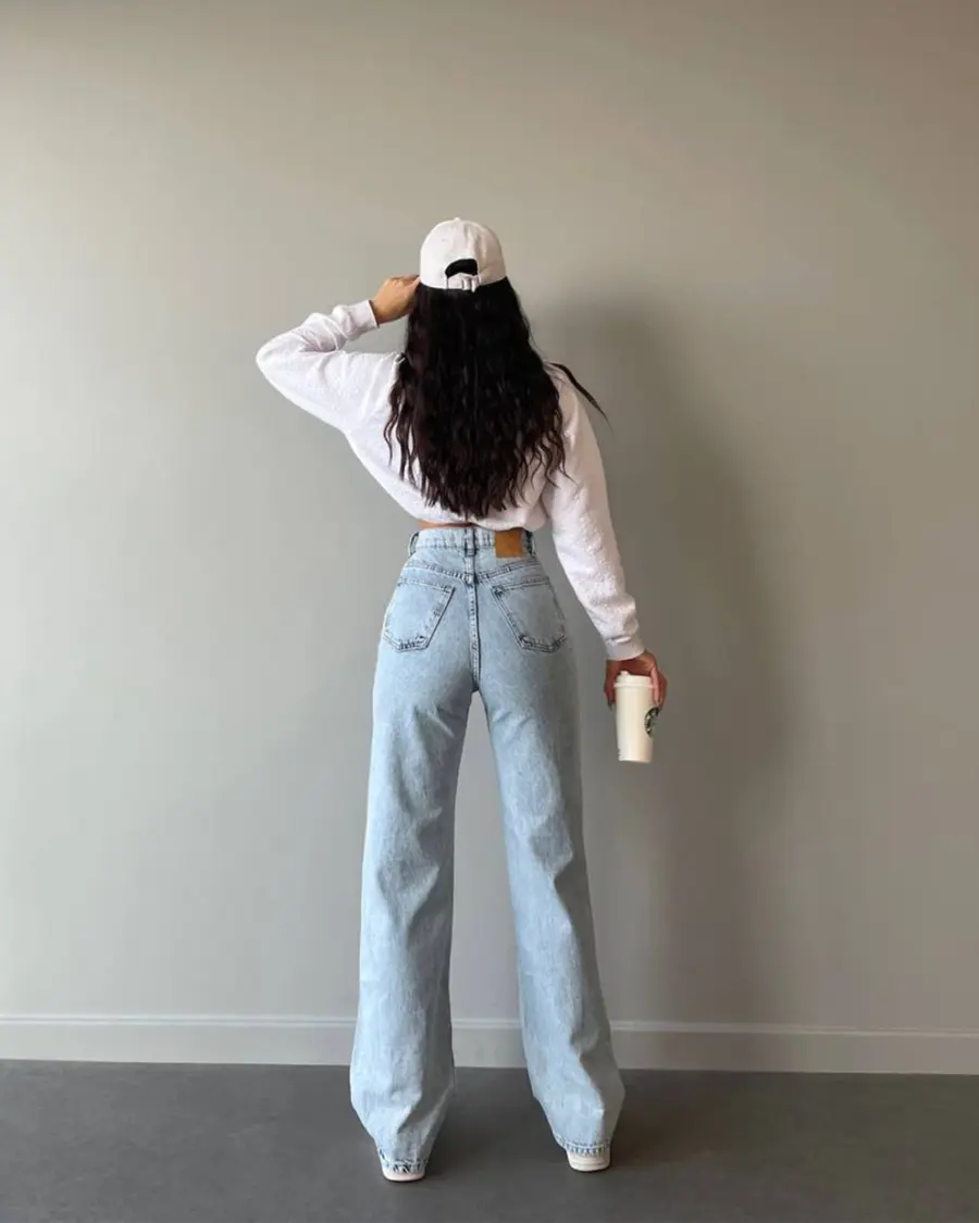 Farmerice široka nogavica Drake - svijetli teksas - Slika 2