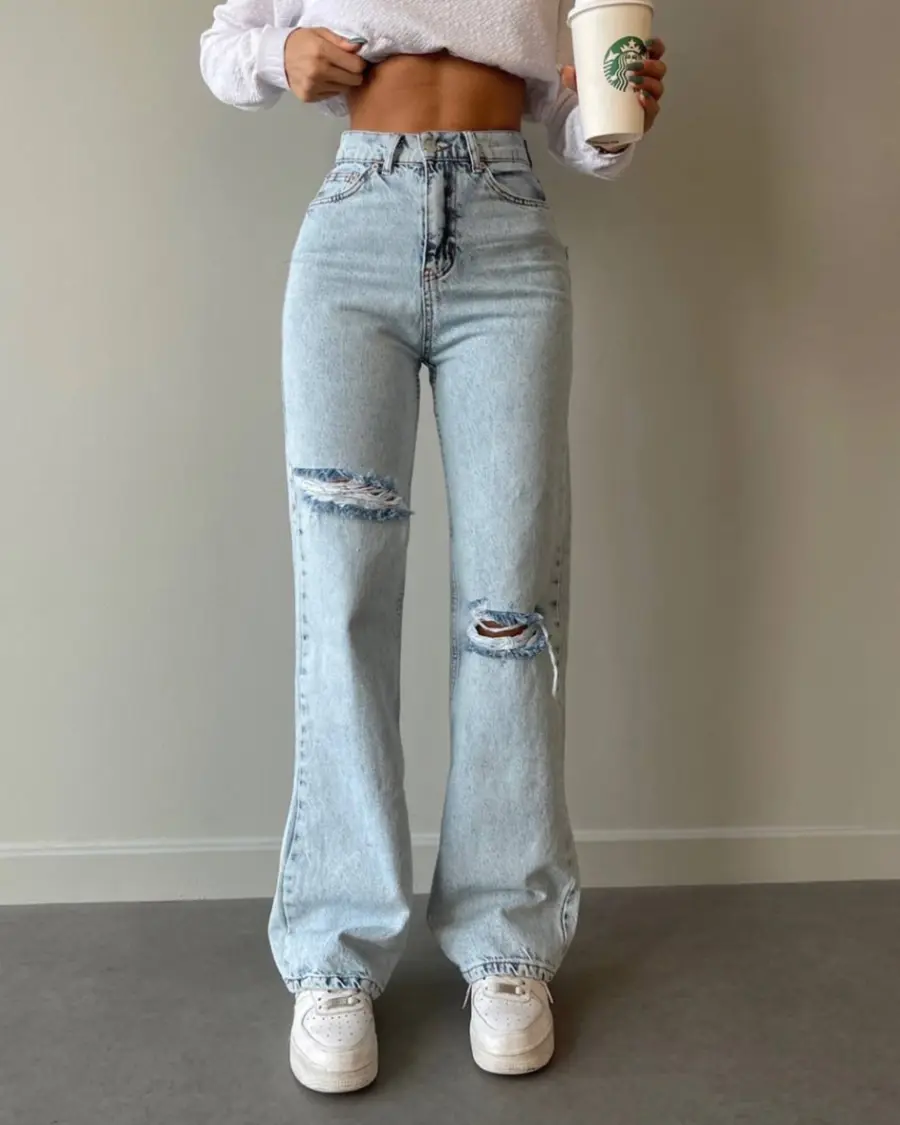 Farmerice široka nogavica Drake - svijetli teksas - Slika 3