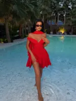 Mini haljina Melrose - crvena - Slika 3