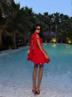 Mini haljina Melrose - crvena - Slika 2