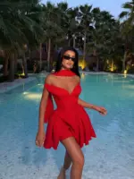 Mini haljina Melrose - crvena - Slika 4