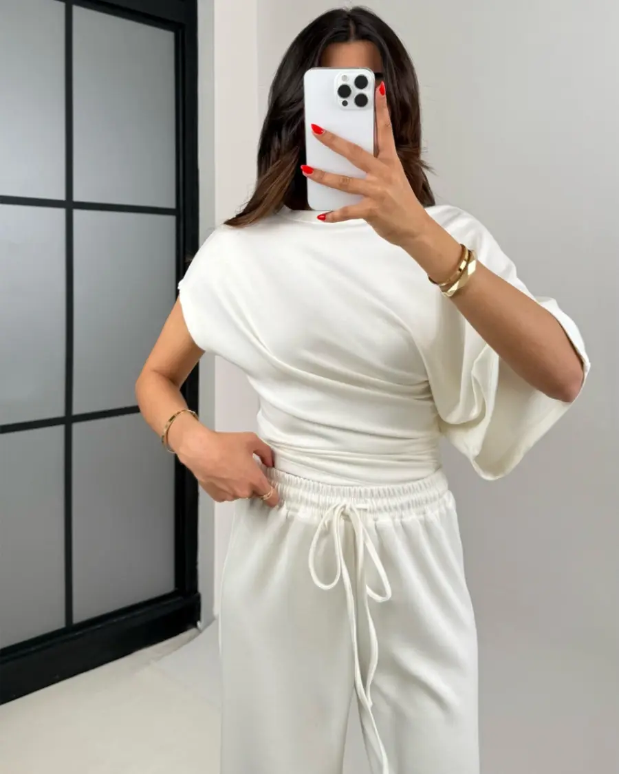 Dvodjelni set Mochi - cream bijeli - Slika 4