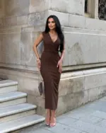 Midi haljina Katana - smeđa - Slika 2