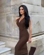 Midi haljina Katana - smeđa - Slika 5