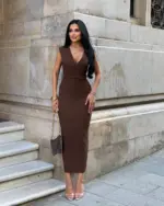 Midi haljina Katana - smeđa - Slika 4