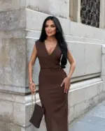 Midi haljina Katana - smeđa - Slika 3