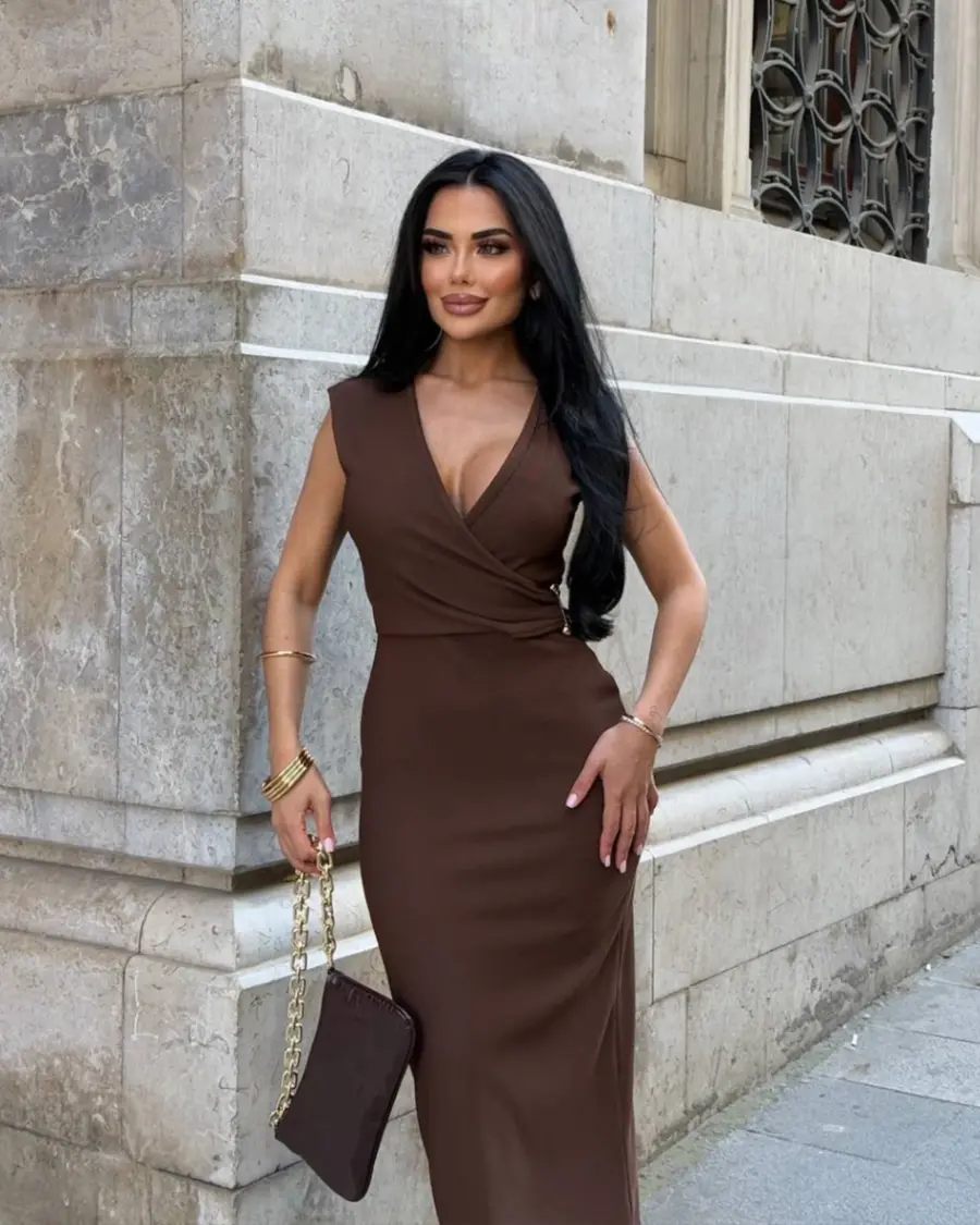 Midi haljina Katana - smeđa - Slika 3