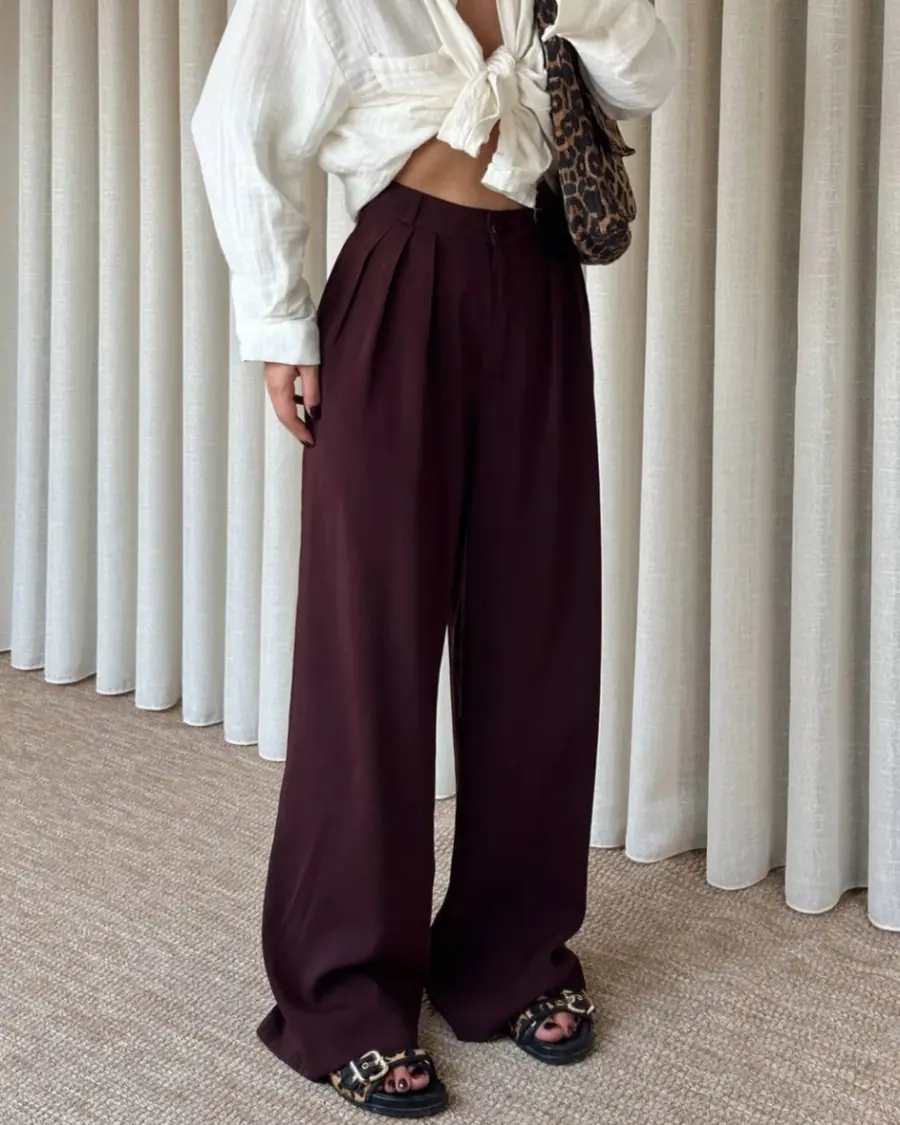 Palazzo hlače Marvin - bordo - Slika 2