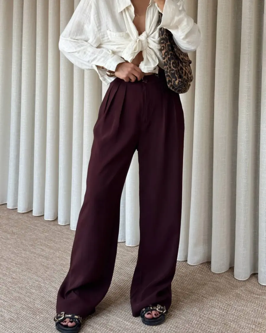 Palazzo hlače Marvin - bordo - Slika 3