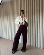 Palazzo hlače Marvin - bordo - Slika 4