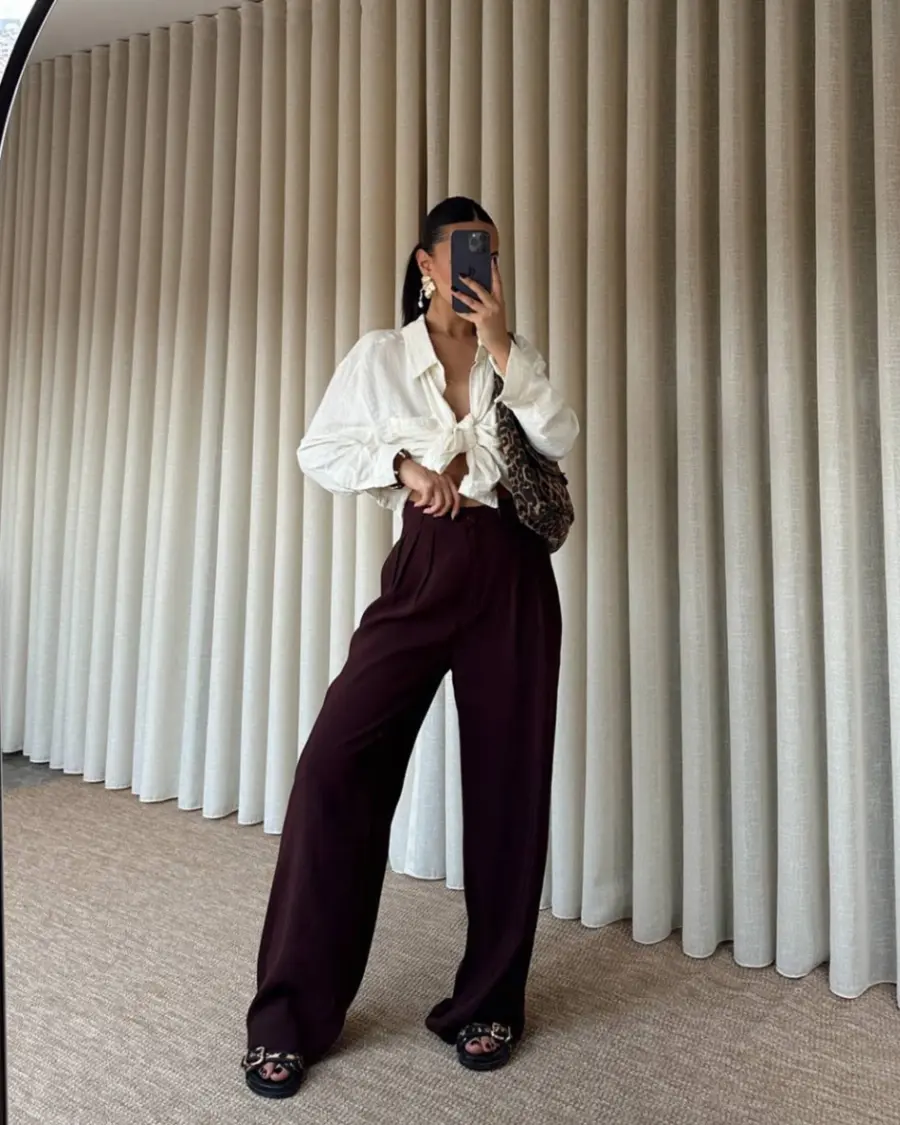 Palazzo hlače Marvin - bordo - Slika 4