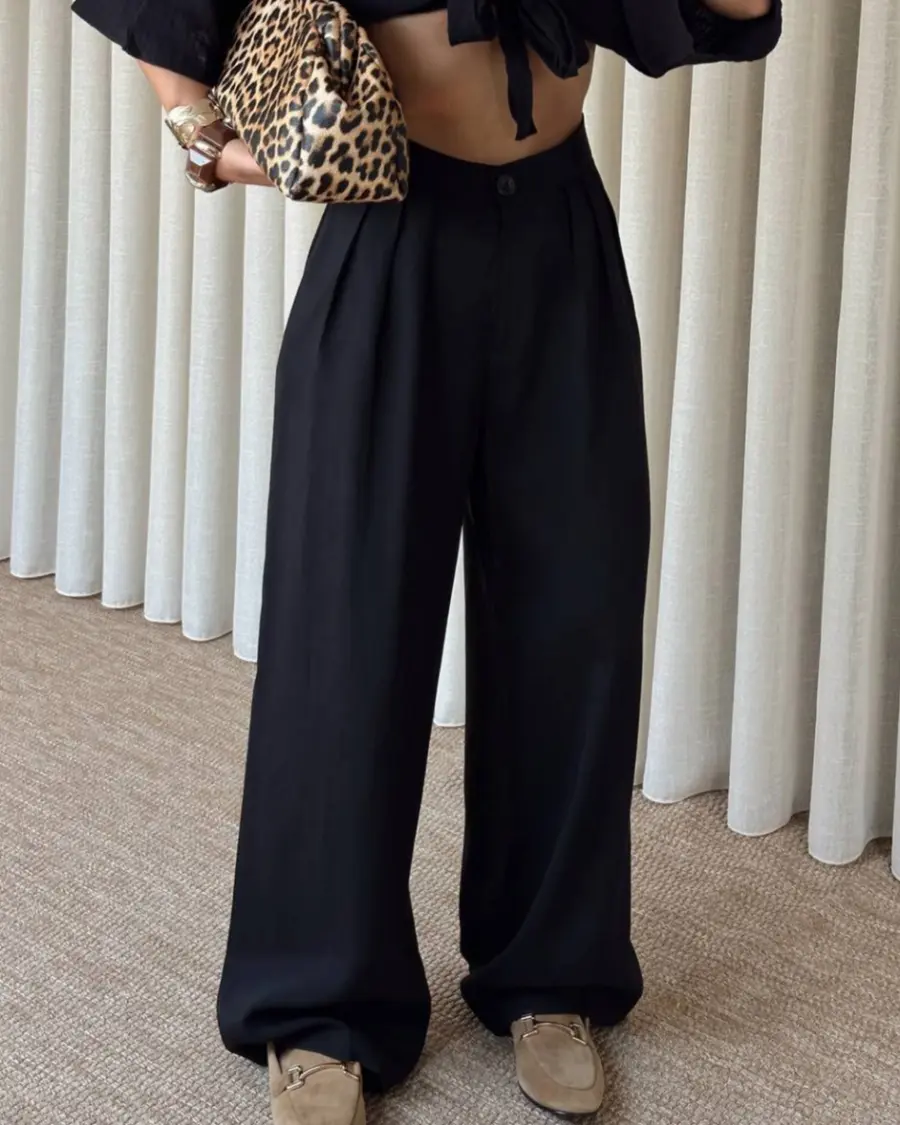 Palazzo hlače Marvin - crne - Slika 2