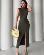 Midi haljina Soraya  - maslinasta - Slika 3
