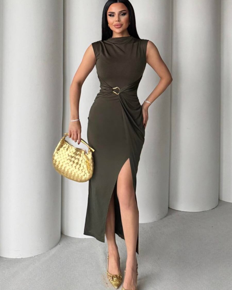 Midi haljina Soraya  - maslinasta - Slika 2