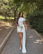 Mini haljina Kilie - bijela - Slika 2